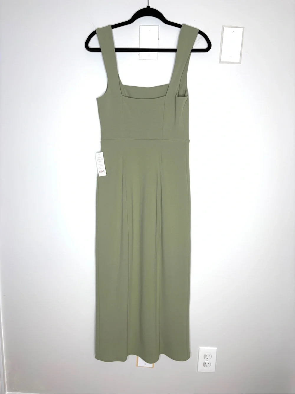 NWT Show Me Your MuMu Eden Midi Dress Square Neck Stretchy Moss Green Size S - Picture 8 of 8